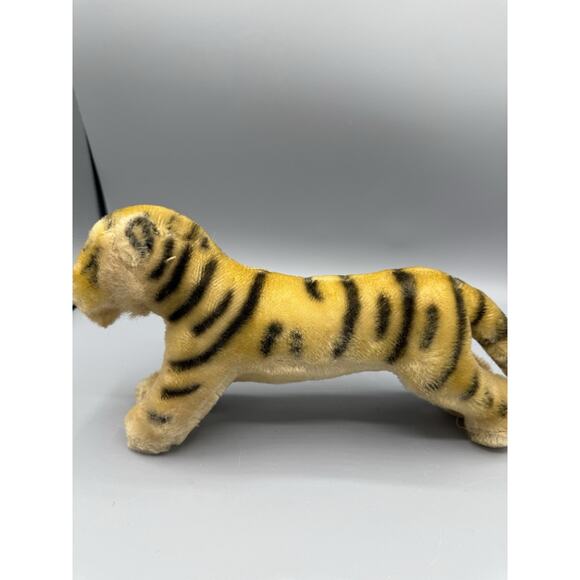 Vintage Mohair Tiger Plush Steiff-Style 1950s Unmarked Restore/Repair As-Is - Picture 3 of 7